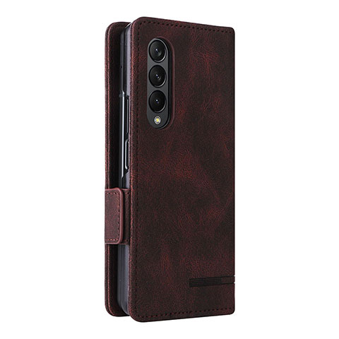 Funda de Cuero Cartera con Soporte Carcasa L09Z para Samsung Galaxy Z Fold3 5G Marron