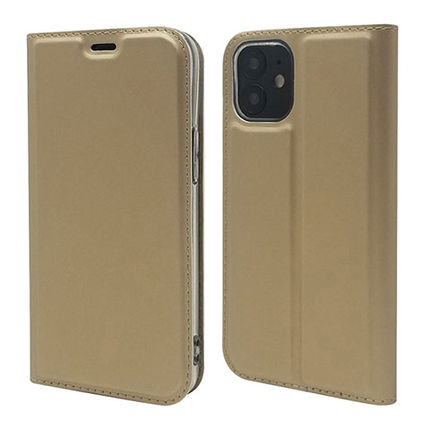 Funda de Cuero Cartera con Soporte Carcasa L10 para Apple iPhone 12 Mini Oro