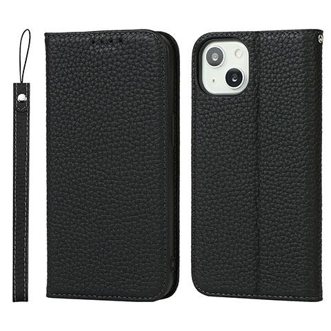 Funda de Cuero Cartera con Soporte Carcasa L10 para Apple iPhone 13 Mini Negro