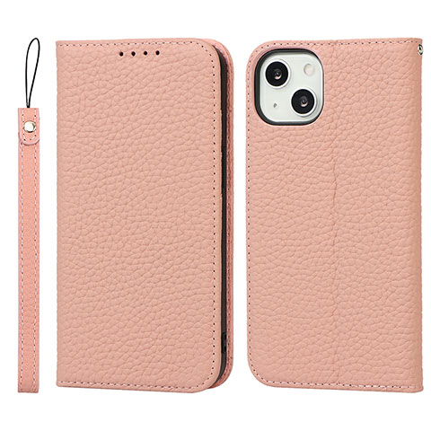 Funda de Cuero Cartera con Soporte Carcasa L10 para Apple iPhone 13 Oro Rosa