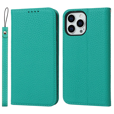 Funda de Cuero Cartera con Soporte Carcasa L10 para Apple iPhone 14 Pro Max Verde