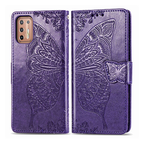 Funda de Cuero Cartera con Soporte Carcasa L10 para Motorola Moto G9 Plus Morado