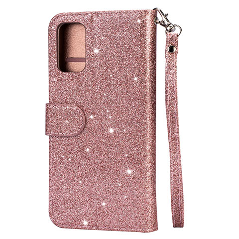 Funda de Cuero Cartera con Soporte Carcasa L10 para Samsung Galaxy S20 Plus 5G Oro Rosa