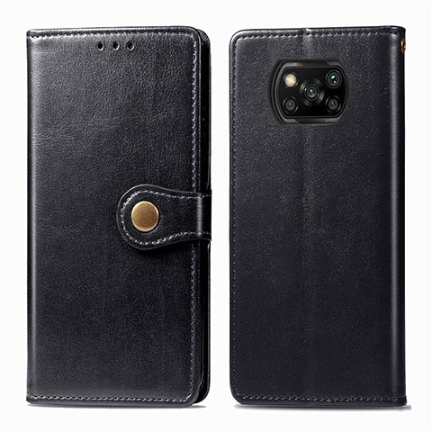 Funda de Cuero Cartera con Soporte Carcasa L10 para Xiaomi Poco X3 Pro Negro