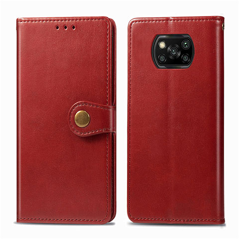 Funda de Cuero Cartera con Soporte Carcasa L10 para Xiaomi Poco X3 Pro Rojo