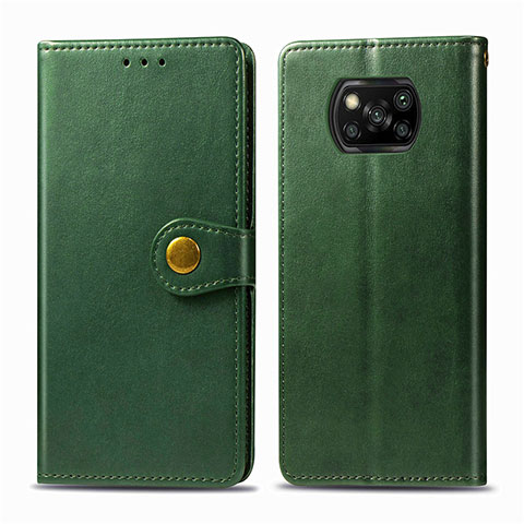 Funda de Cuero Cartera con Soporte Carcasa L10 para Xiaomi Poco X3 Verde