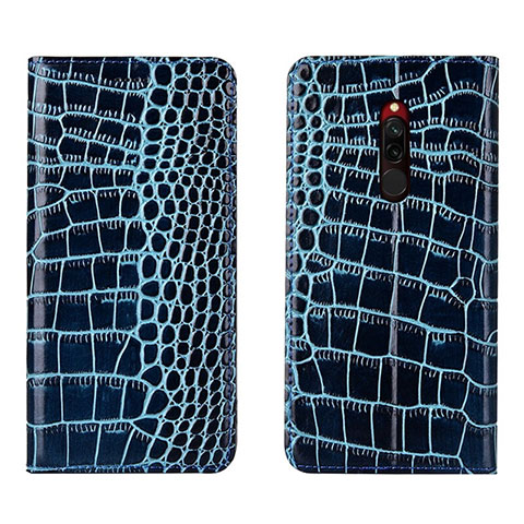 Funda de Cuero Cartera con Soporte Carcasa L10 para Xiaomi Redmi 8 Azul