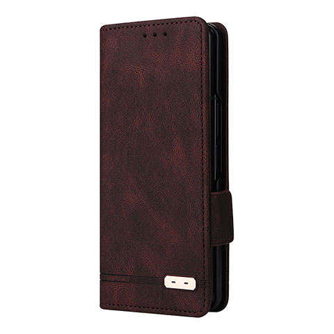 Funda de Cuero Cartera con Soporte Carcasa L10Z para Samsung Galaxy Z Fold3 5G Marron