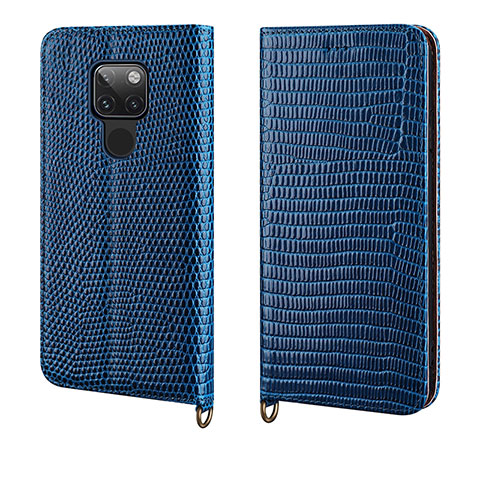 Funda de Cuero Cartera con Soporte Carcasa L11 para Huawei Mate 20 Azul