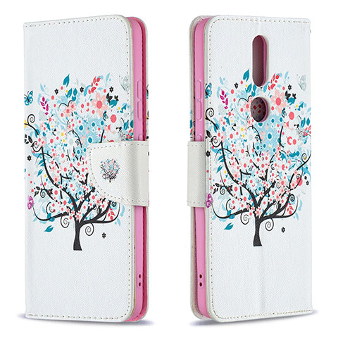 Funda de Cuero Cartera con Soporte Carcasa L11 para Nokia 2.4 Blanco