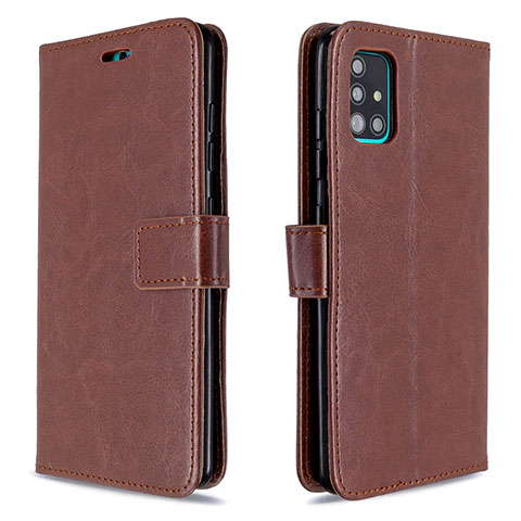 Funda de Cuero Cartera con Soporte Carcasa L11 para Samsung Galaxy A51 5G Marron