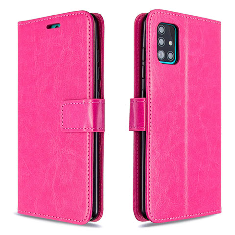 Funda de Cuero Cartera con Soporte Carcasa L11 para Samsung Galaxy A51 5G Rosa Roja