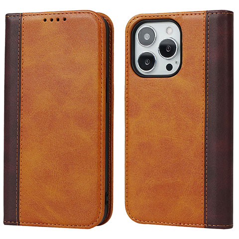 Funda de Cuero Cartera con Soporte Carcasa L12 para Apple iPhone 13 Pro Marron