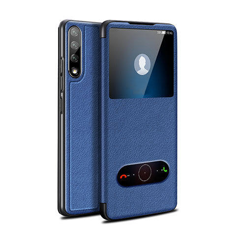 Funda de Cuero Cartera con Soporte Carcasa L12 para Huawei P smart S Azul