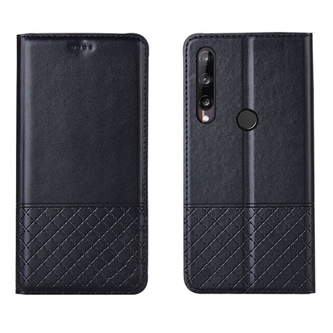 Funda de Cuero Cartera con Soporte Carcasa L12 para Huawei Y7p Negro