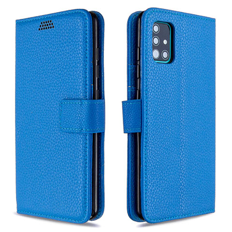 Funda de Cuero Cartera con Soporte Carcasa L12 para Samsung Galaxy A51 5G Azul Cielo