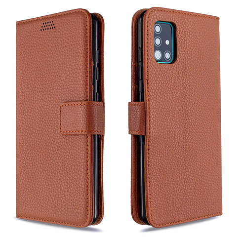 Funda de Cuero Cartera con Soporte Carcasa L12 para Samsung Galaxy A51 5G Marron