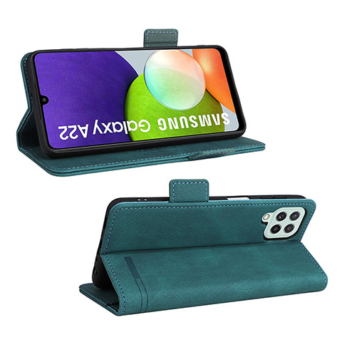 Funda de Cuero Cartera con Soporte Carcasa L12Z para Samsung Galaxy A22 4G Verde