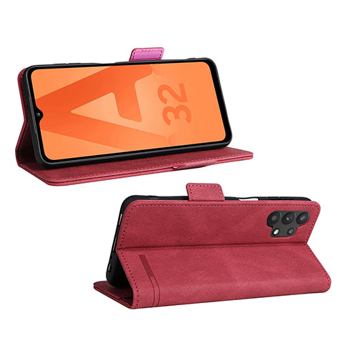 Funda de Cuero Cartera con Soporte Carcasa L12Z para Samsung Galaxy A32 5G Rojo