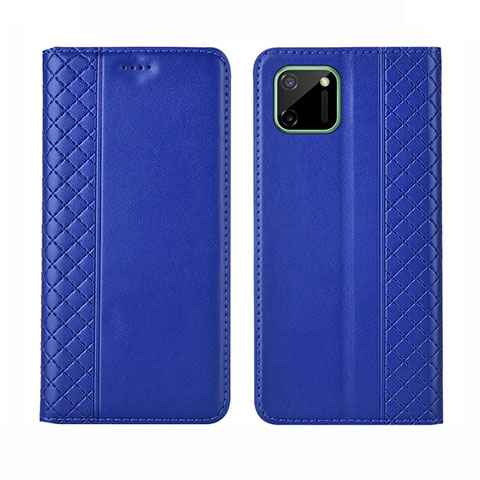 Funda de Cuero Cartera con Soporte Carcasa L14 para Realme C11 Azul