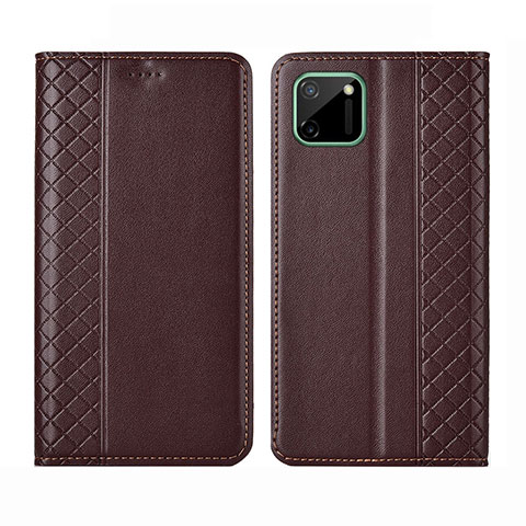 Funda de Cuero Cartera con Soporte Carcasa L14 para Realme C11 Marron