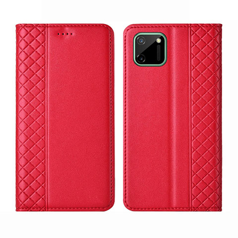 Funda de Cuero Cartera con Soporte Carcasa L14 para Realme C11 Rojo