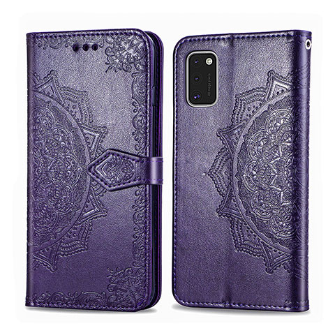 Funda de Cuero Cartera con Soporte Carcasa L14 para Samsung Galaxy A41 Morado