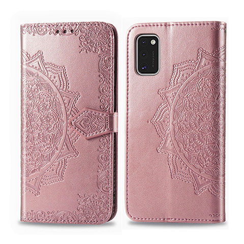 Funda de Cuero Cartera con Soporte Carcasa L14 para Samsung Galaxy A41 Oro Rosa