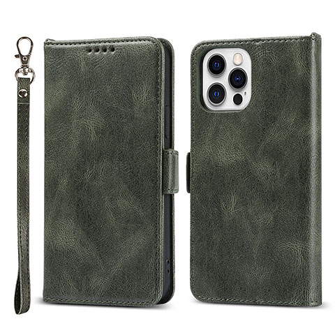 Funda de Cuero Cartera con Soporte Carcasa L15 para Apple iPhone 13 Pro Verde