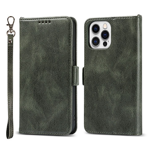 Funda de Cuero Cartera con Soporte Carcasa L15 para Apple iPhone 14 Pro Verde