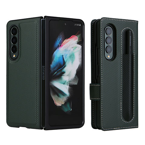 Funda de Cuero Cartera con Soporte Carcasa L15Z para Samsung Galaxy Z Fold4 5G Verde