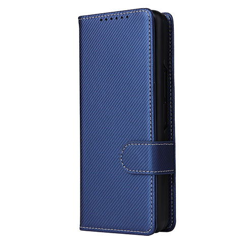 Funda de Cuero Cartera con Soporte Carcasa L16Z para Samsung Galaxy Z Fold3 5G Azul