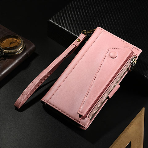 Funda de Cuero Cartera con Soporte Carcasa L17 para Apple iPhone 13 Pro Max Oro Rosa