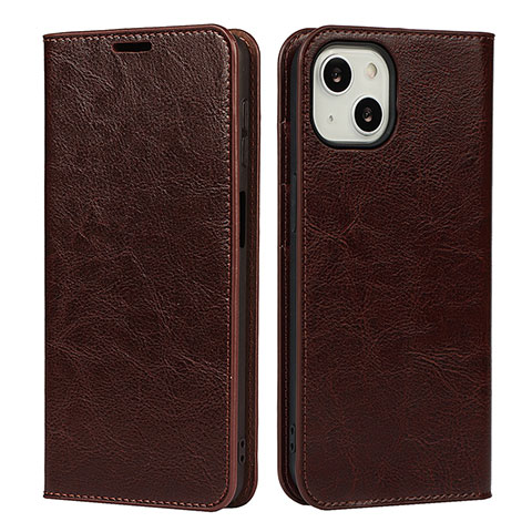 Funda de Cuero Cartera con Soporte Carcasa L17 para Apple iPhone 14 Marron