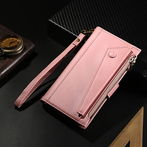 Funda de Cuero Cartera con Soporte Carcasa L17 para Apple iPhone 14 Pro Max Oro Rosa