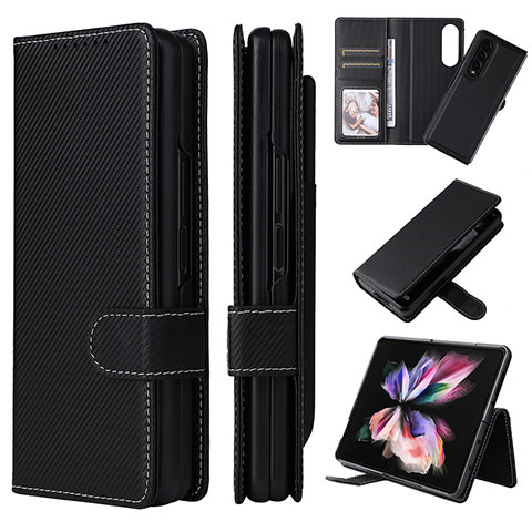 Funda de Cuero Cartera con Soporte Carcasa L17Z para Samsung Galaxy Z Fold4 5G Negro