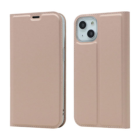 Funda de Cuero Cartera con Soporte Carcasa L18 para Apple iPhone 13 Oro Rosa