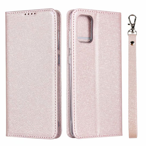 Funda de Cuero Cartera con Soporte Carcasa L18 para Samsung Galaxy A51 5G Oro Rosa