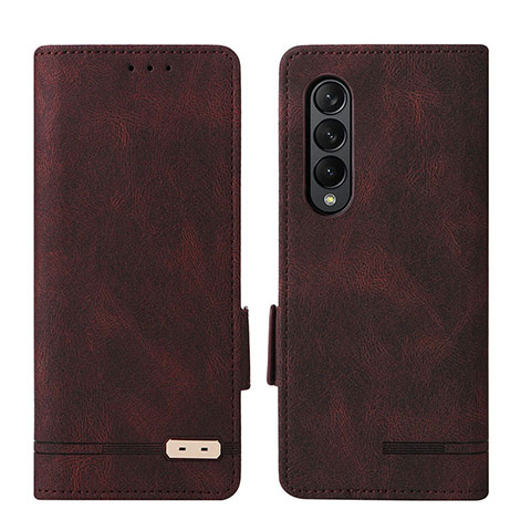 Funda de Cuero Cartera con Soporte Carcasa L18Z para Samsung Galaxy Z Fold3 5G Marron