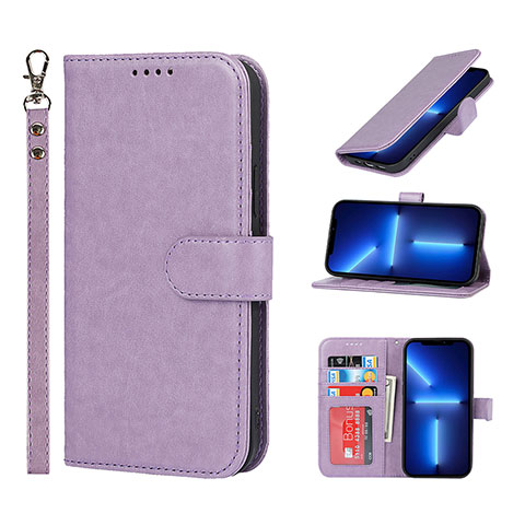 Funda de Cuero Cartera con Soporte Carcasa L19 para Apple iPhone 13 Pro Morado