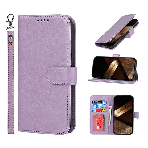 Funda de Cuero Cartera con Soporte Carcasa L19 para Apple iPhone 14 Pro Max Morado