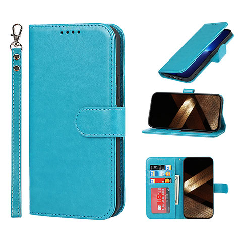 Funda de Cuero Cartera con Soporte Carcasa L19 para Apple iPhone 15 Pro Max Azul Cielo