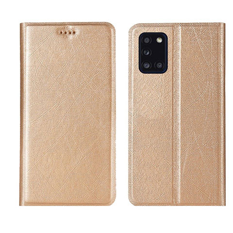 Funda de Cuero Cartera con Soporte Carcasa L19 para Samsung Galaxy A31 Oro