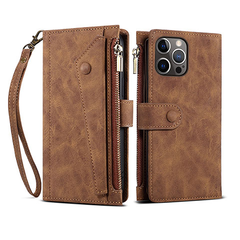 Funda de Cuero Cartera con Soporte Carcasa L20 para Apple iPhone 16 Pro Max Marron