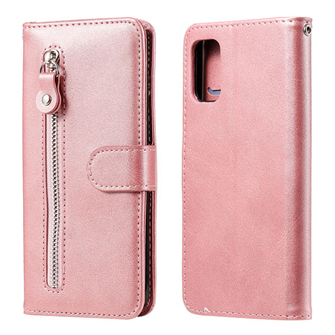 Funda de Cuero Cartera con Soporte Carcasa L20 para Samsung Galaxy A41 Oro Rosa