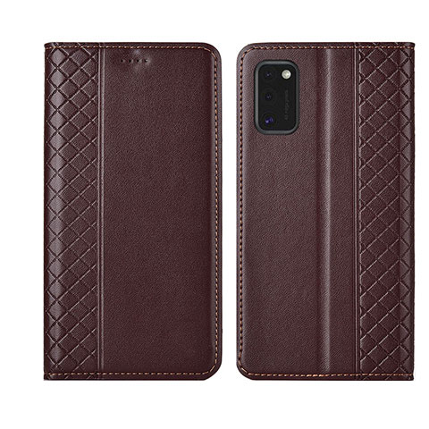 Funda de Cuero Cartera con Soporte Carcasa L21 para Samsung Galaxy A41 Marron