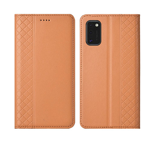 Funda de Cuero Cartera con Soporte Carcasa L21 para Samsung Galaxy A41 Naranja