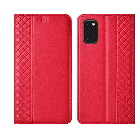 Funda de Cuero Cartera con Soporte Carcasa L21 para Samsung Galaxy A41 Rojo