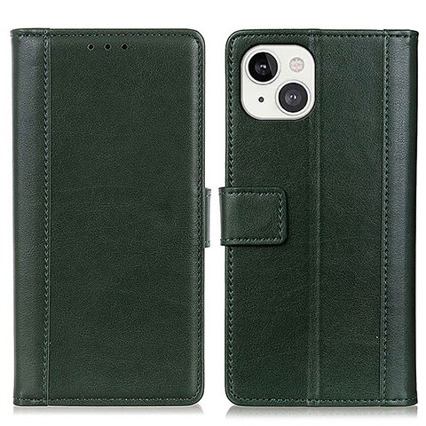 Funda de Cuero Cartera con Soporte Carcasa L28 para Apple iPhone 15 Verde