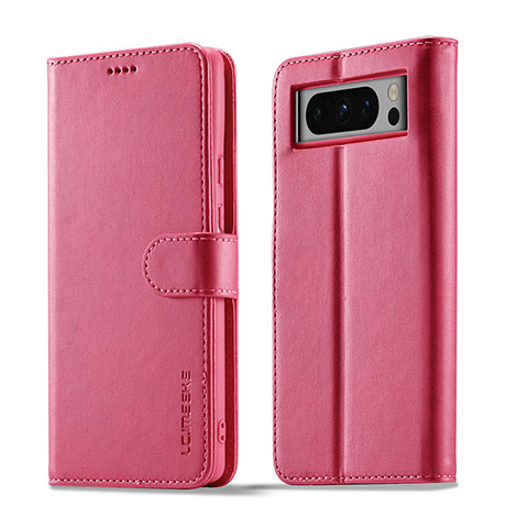 Funda de Cuero Cartera con Soporte Carcasa LC1 para Google Pixel 8 Pro 5G Rosa Roja